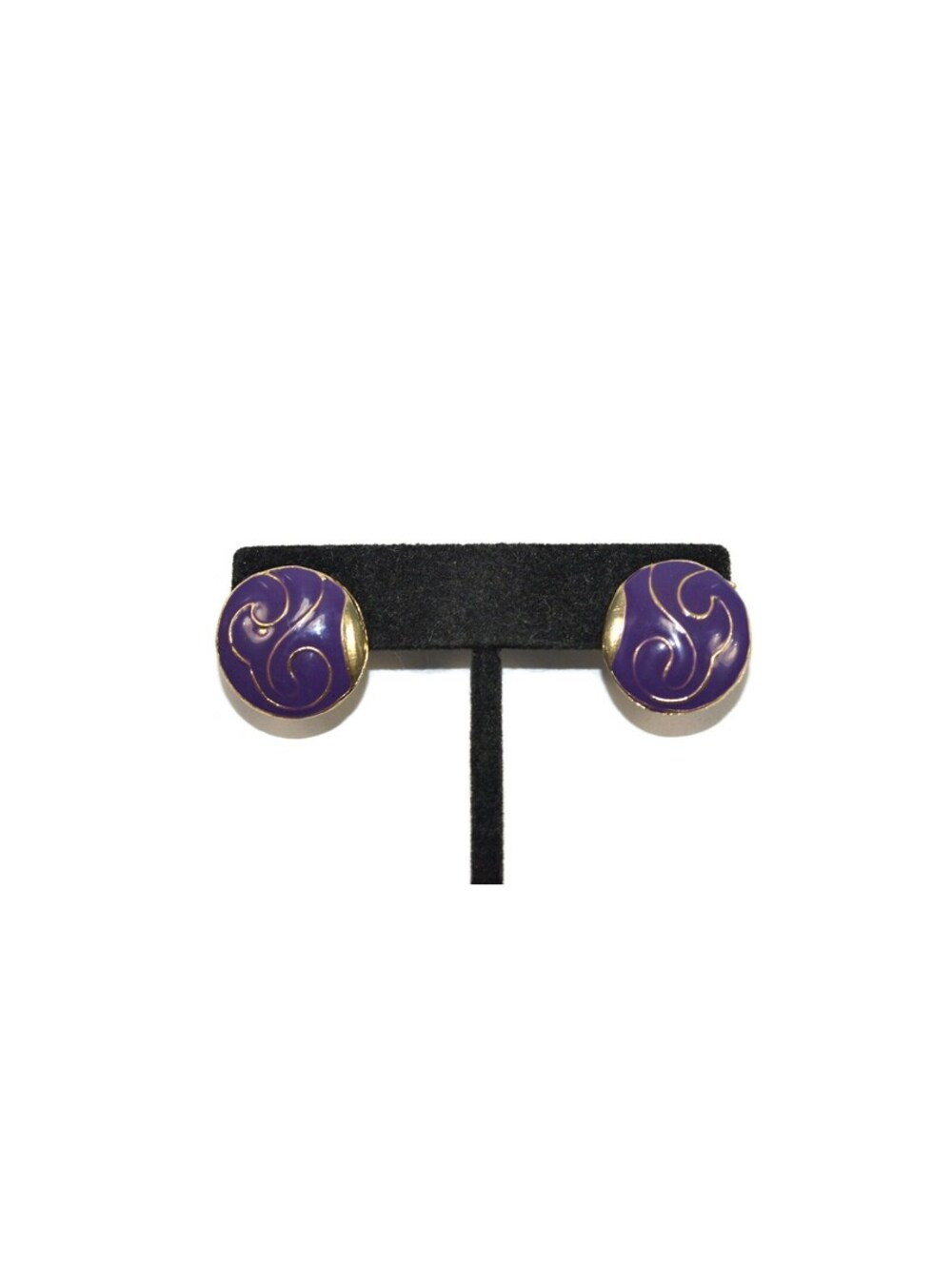 Vintage Gold Tone and Blue Enamel Round Stud Earrings.